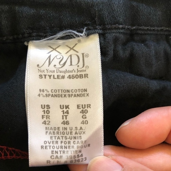 NYDJ Woman’s Denim Tummy Tuck Bootcut Black Rhinestone Jeans Size 14 - Picture 13 of 16